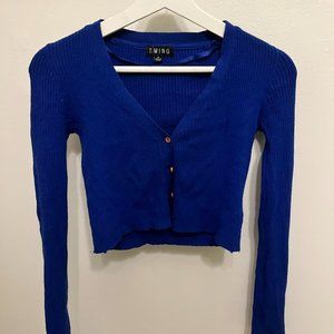 TIMING Bright Blue Cropped Cardigan, Women's size S